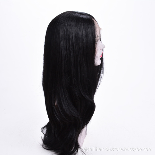 Aishili top quality kinky straight frontal preplucked lace front synthetic wigs for black women